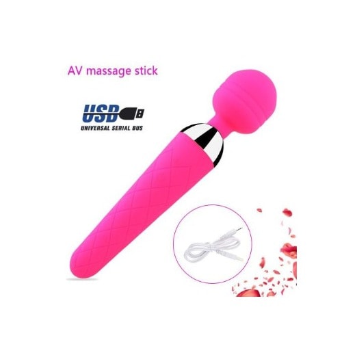 Female Magic Wand Dildo Sex Toy Rechargeable Vibrator Waterproof Clitoris G Spot Simulator - Pink