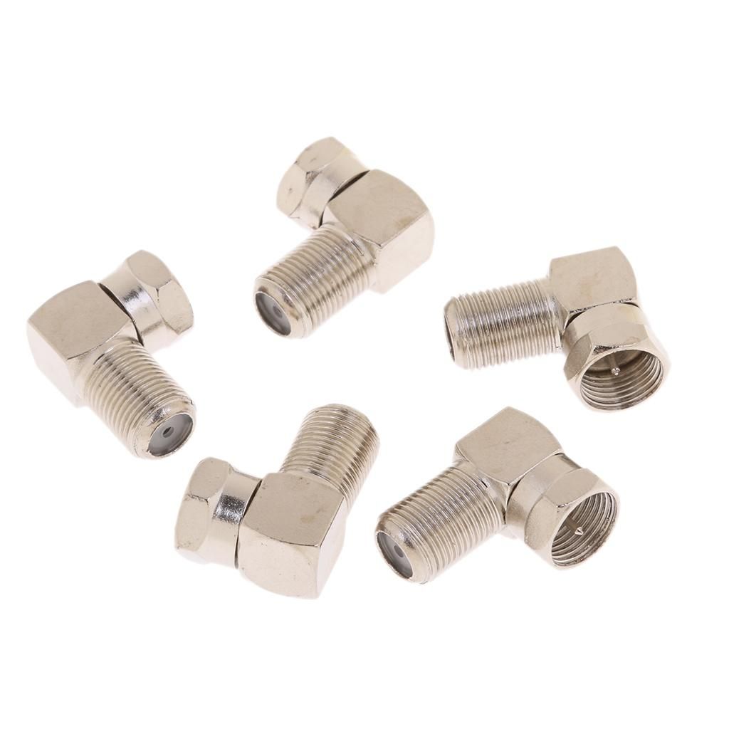 5X 90 Degree Angle F Connector Adapter RG6 RG59 Coaxial TV Cable