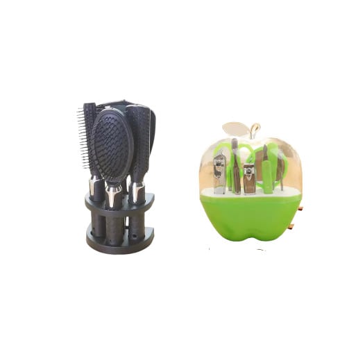 5pcs Hair Styling Comb And Mirror + Apple Manicure Kit