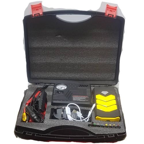 JUMP STARTER KIT And POWER BANK With Inflator & Air Compressor For Cars, Laptop & Mobile Devices 12V ULTRASAFE LITHIUM  - Torch Light- MULTI FUNCTIONAL