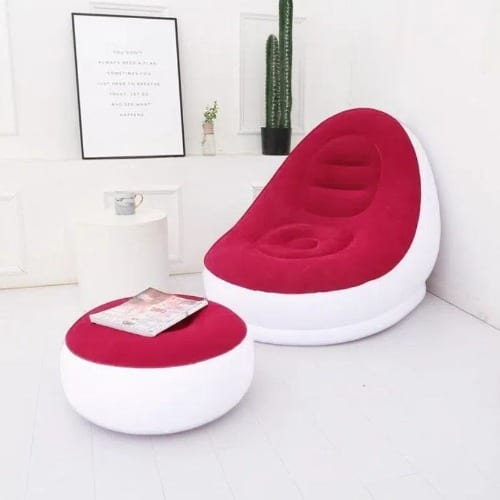 Inflatable Chair With Foot Rest - Manual Pump