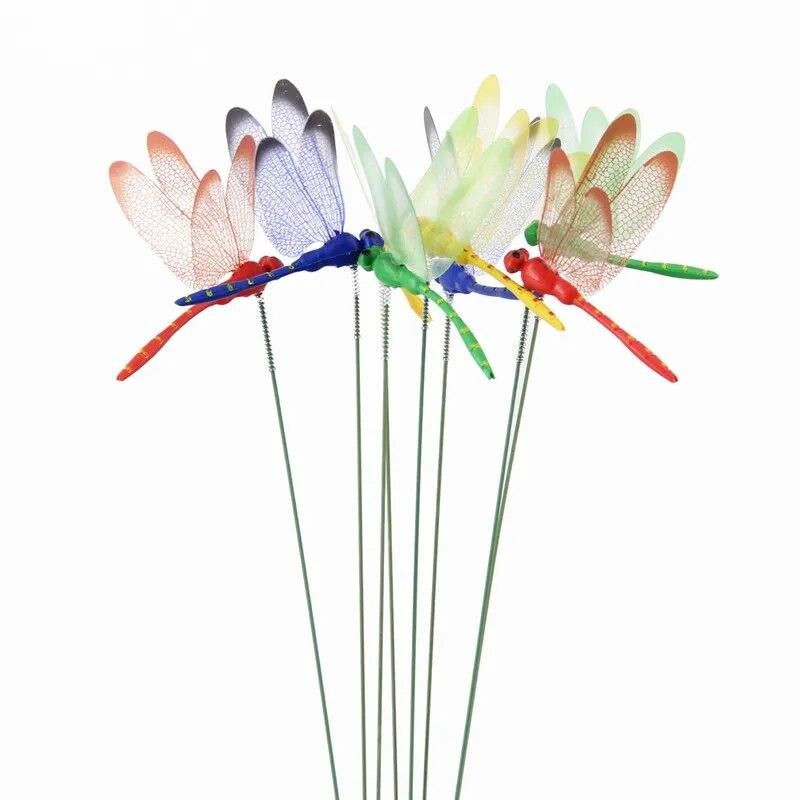 12pcs Dragonflies Insert Rod Gardening Decoration Simulation Dragonfly Home Decoration Background Gardening Decoration