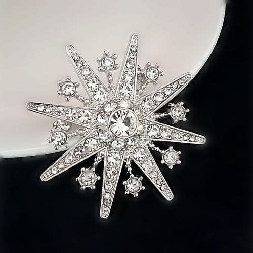 Unisex Rhinestone Brooch Pin - Star
