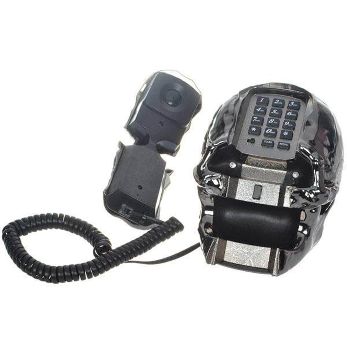 Unique Black Skull Skeleton Shaped Land Line Telephone