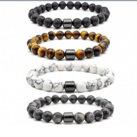 Men's Bracelet Natural Stone - 4 Set