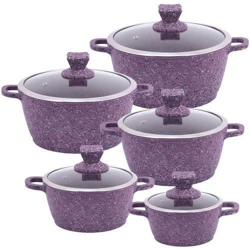 Nessa Granum Diecast Stock Pot Non Stick 5 In 1 Set - Purple