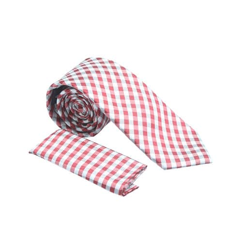 Men's Checked Tie - Red