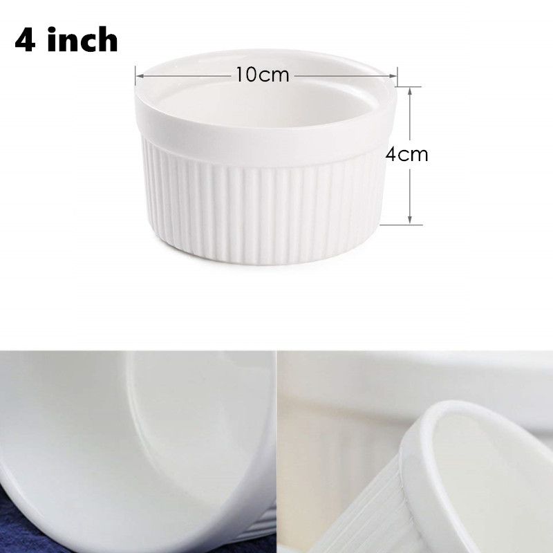 Set Of 6 Fine White Porcelain Ramekins Souffle Cup 6 Szies