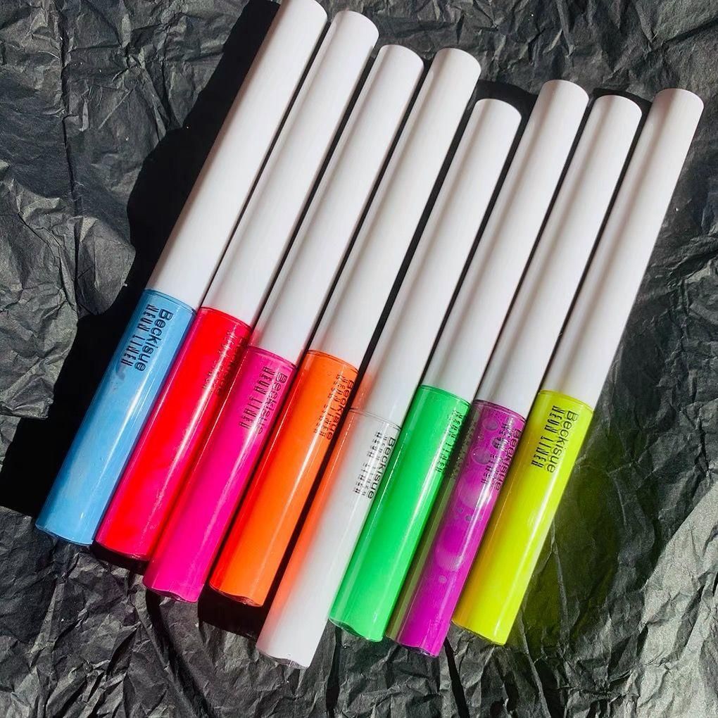 Fluorescent Color Liquid Eyeliner Waterproof Sweat-Proof Quick-Drying Color Eyeliner Body Paint Pigment Fluorescent Green Pink White Luminous