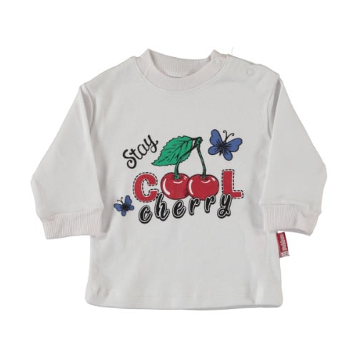 Baby Girl Sweatshirt Stay Cool Cherry White
