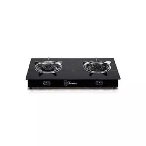 2 Burner Glass Table Top Gas Cooker - Qgc-2bg - Black