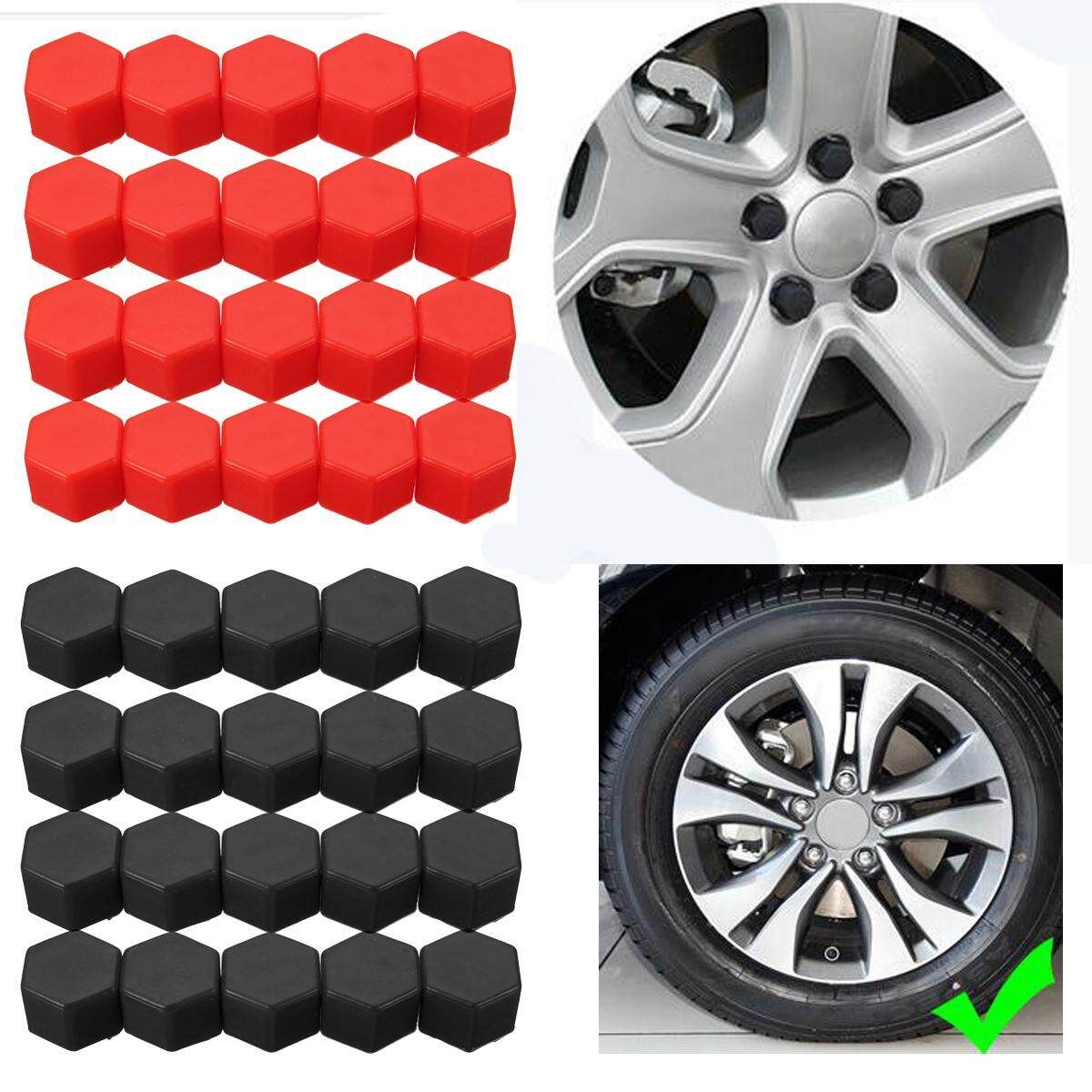 20Pcs 17/19/21mm Silicone Wheel Lug Nut Bolt Hub Screw Cover Tyre Protective Cap Black