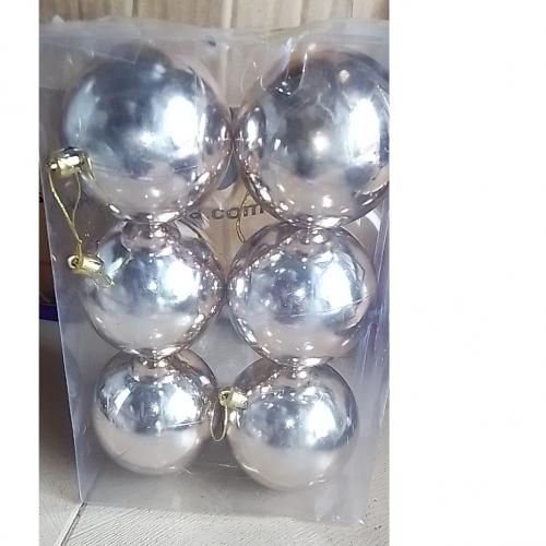 Christmas Tree Glitter Sliver Balls Ornaments Big Size-6pcs