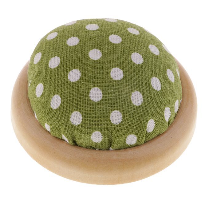 Half Round Green Cotton Fabric Sewing  Storage Holder Pin Green
