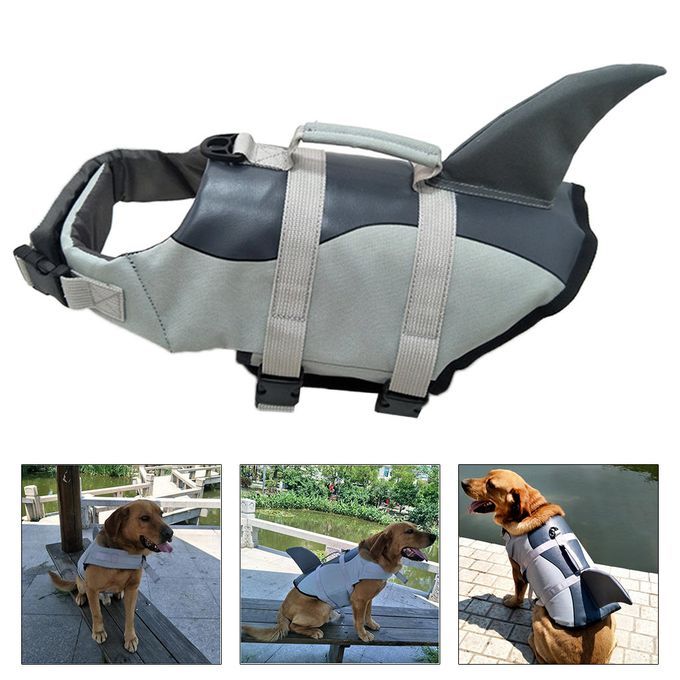 Pet Dog Life Jacket Swimming Suit Puppy Safety Vest Swimsuit Silver_XS