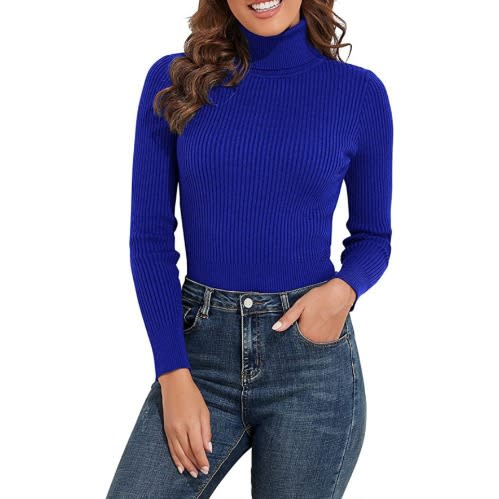 Ladies Turtleneck Long Sleeve T-shirt - Royal Blue