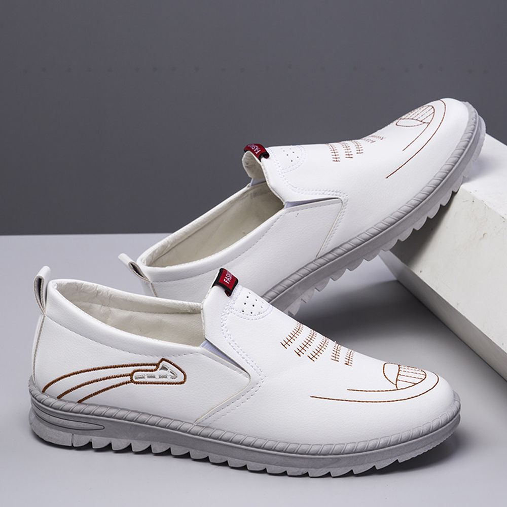 Men's Casual Shoes Soft Leather, Soft Sole, Breathable Shoes -White