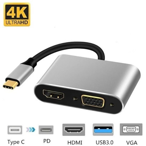 4 In 1 Usb C To Hdmi And Vga Adapter