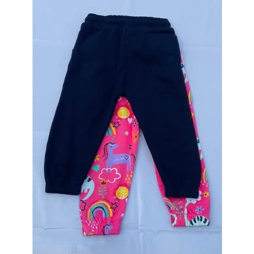 Flamingo Pink & Plain Blue Joggers - 2 Pack