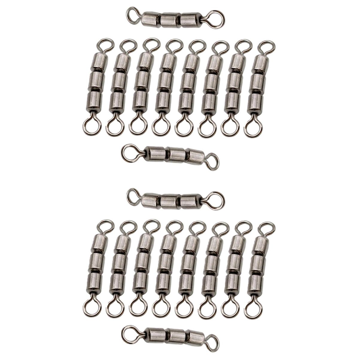 20pcs Fishing Triple Rolling Swivels Solid Rings