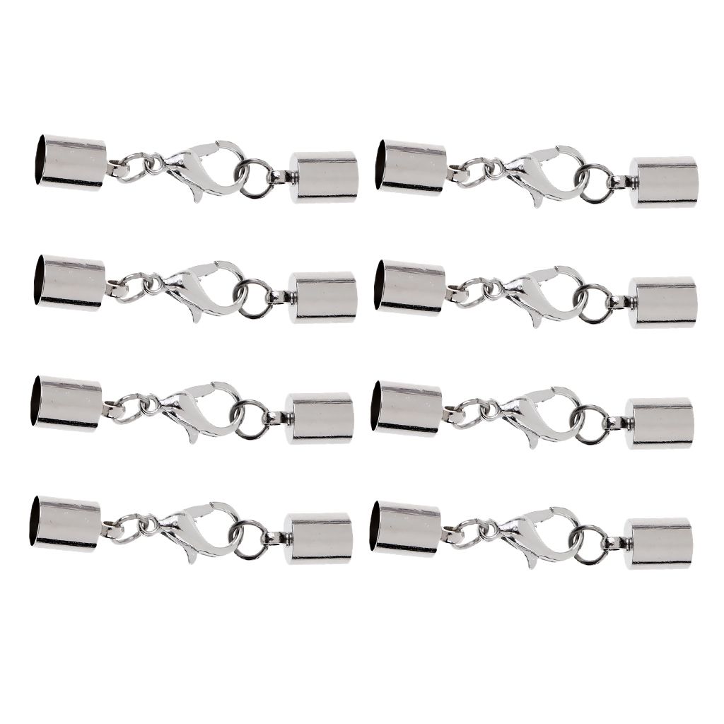 8 Pieces Stainless Steel Sliver End Caps Jump Rings