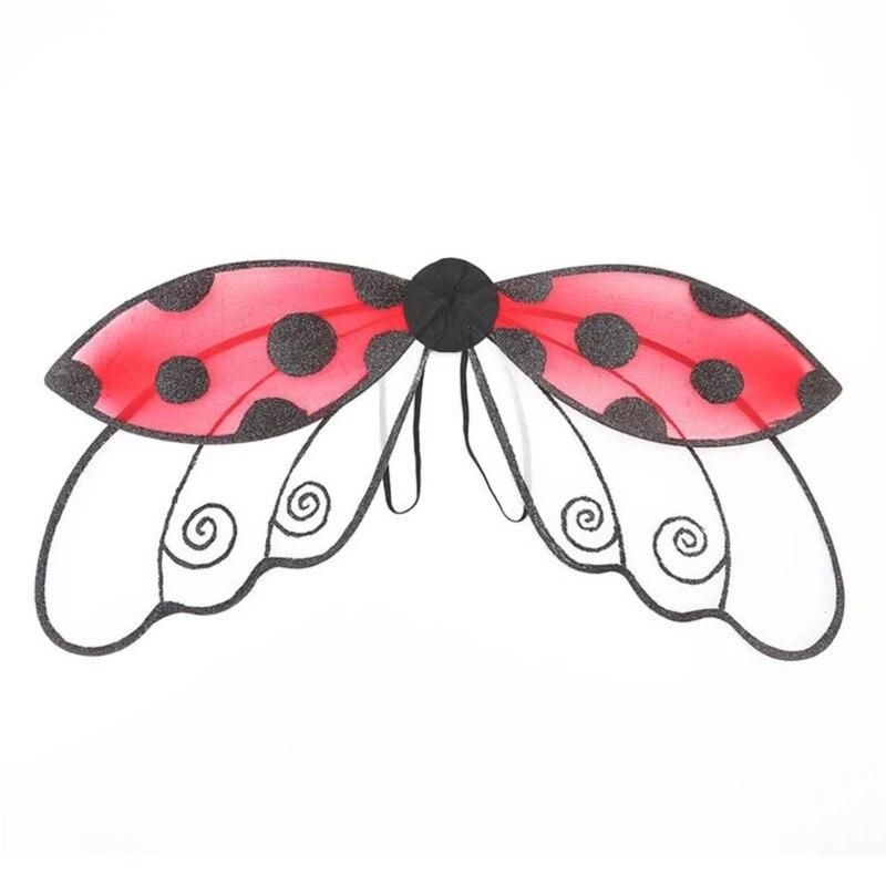 D7WF Cute Ladybug Wings Fairy for Kids Girls Stage-performance Halloween- Costume