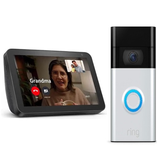Ring Video Doorbell (satin Nickel) Bundle With Echo Show 8