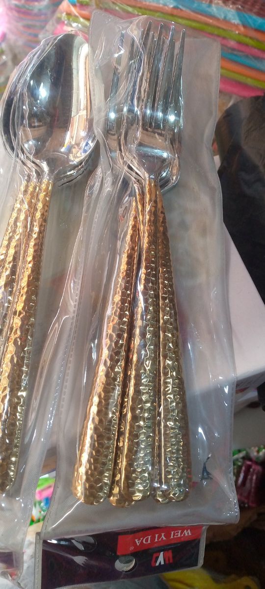 Silver & Gold Plated Stainless Steel Spoon & Fork (12pcs)