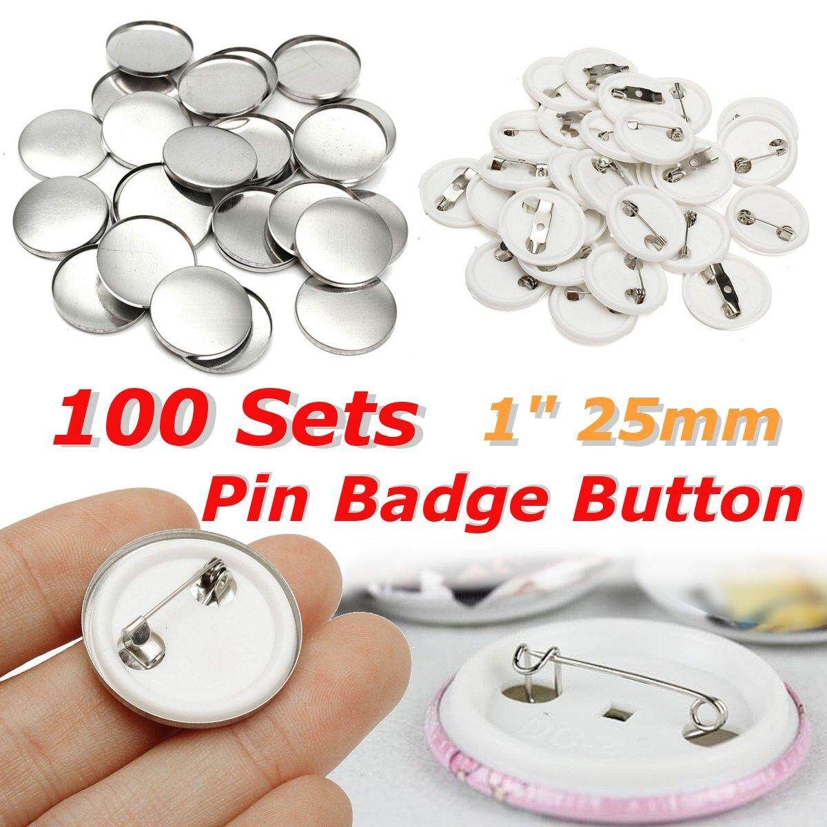 100pces/set 25mm/1'' Blank Silver Pin Badge Button Part Supplies For Maker Machine