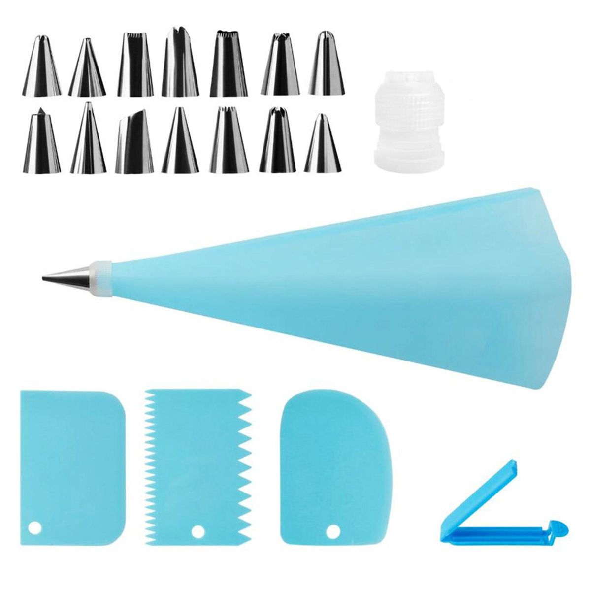 20Pcs Cake Decorating Tool Kit Baking Fondant Supplies Piping Bag Nozzles Scrapers DIY Cake Decorating Tool Set