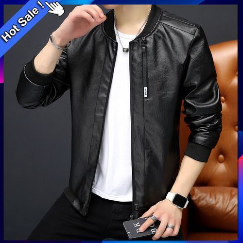 Men's Black Leather Biker Jacket