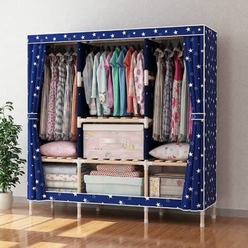 Mobile Wooden Wardrobe - 4 Column