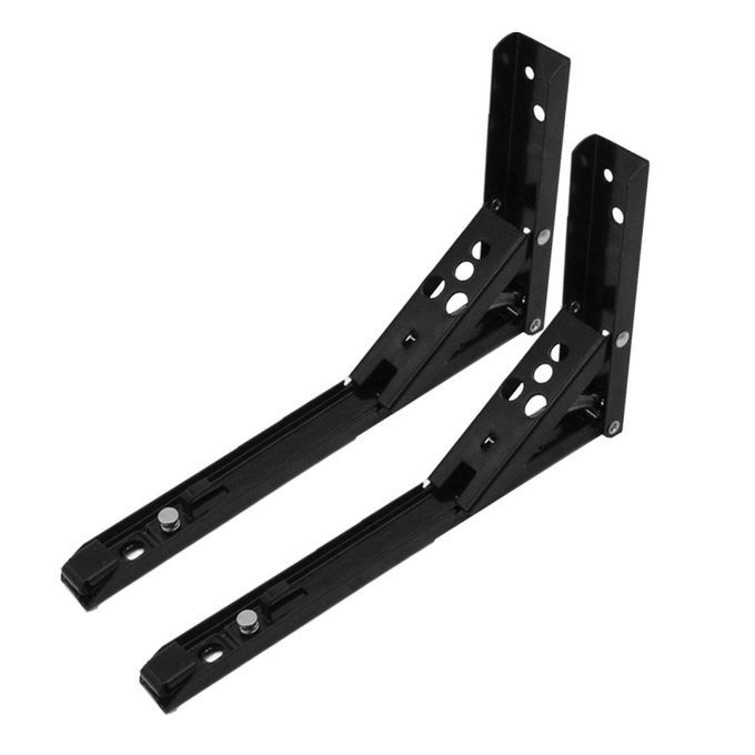 2x Triangle Folding Angle Bracket Shelf Bracket Wall 12in Black