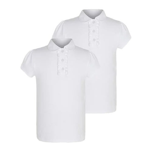 Girls White Ruffle School Polo Shirt 2 Pack  - 3-4 Years-   White