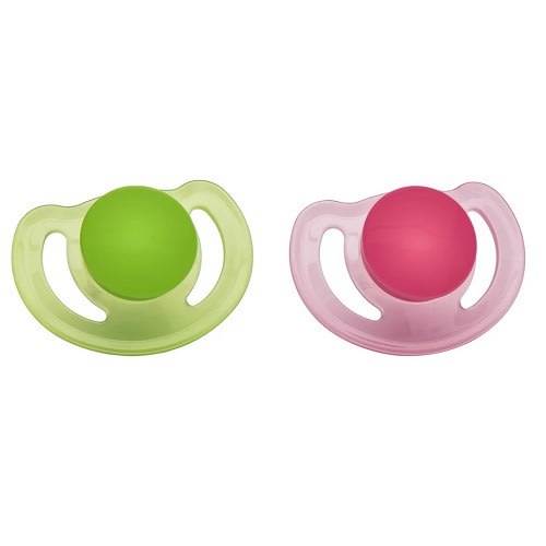 Silicone Orthodontic Vent Pacifiers - 2 Count Pink & Green 0m+ FST