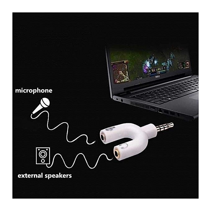 3.5mm Stereo Splitter Audio To Mic & Headset Jack Plug Adapter For Cell Phones