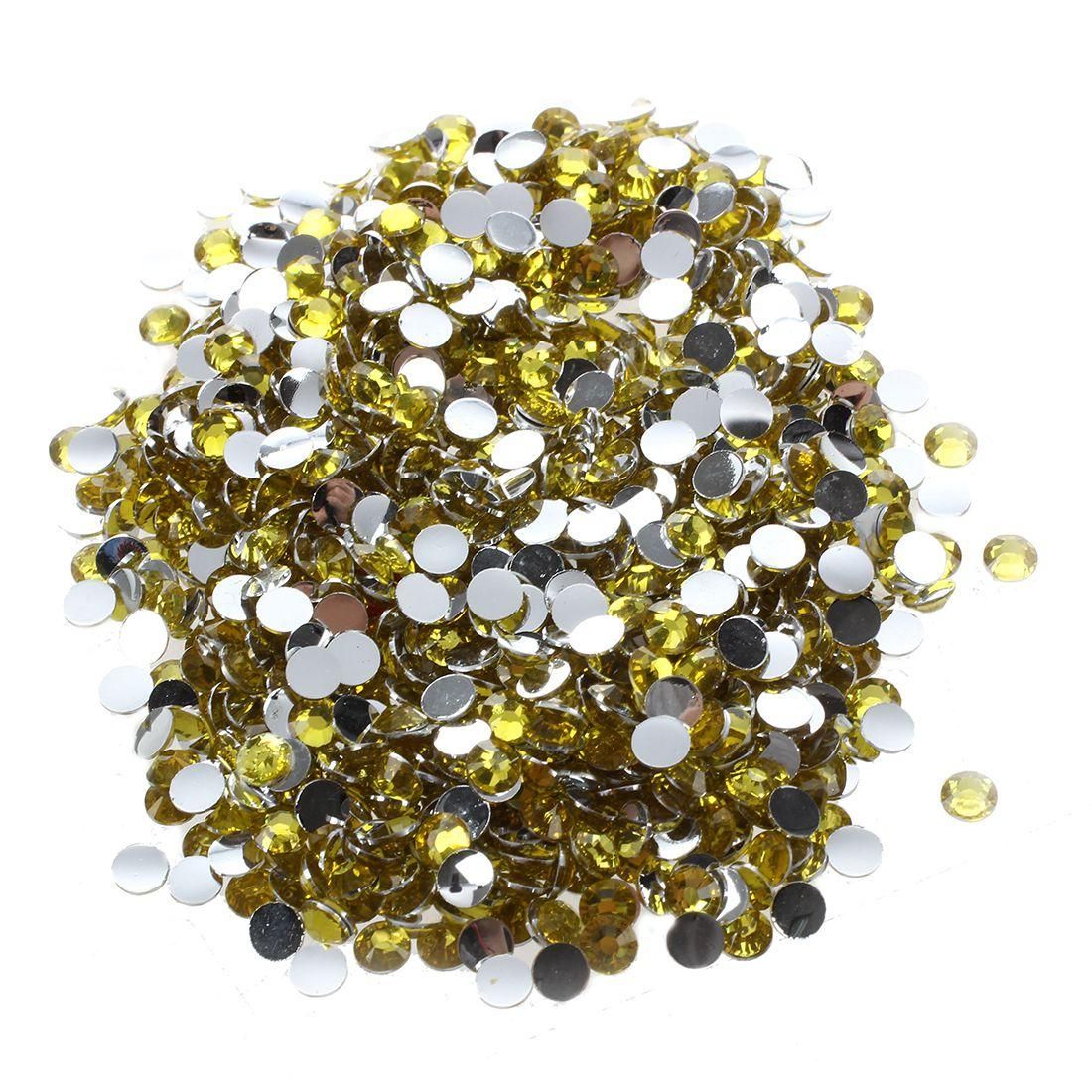 1000pcs 4mm 14 Cut Flat Back Rhinestone Round Brilliant Loose Beads - Yellow
