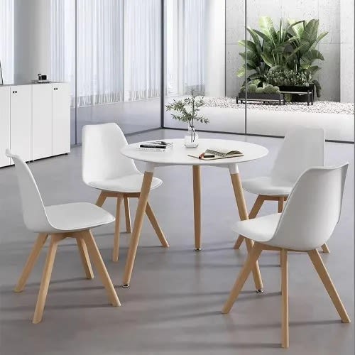 Dining Table With 4 Leather Padded Chairs