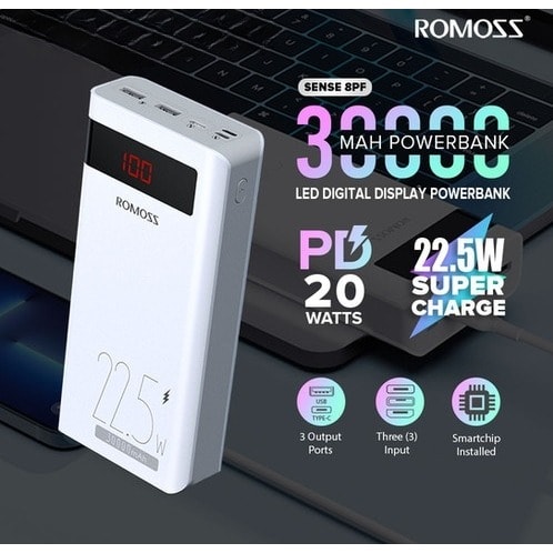 Power Bank Type C Pd Fast Charge Display Type - Sense8pf Qc 22.5w - 30000mAh