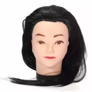 Plastic Mannequin Head With Full Hair & Clamp For Hair Practice