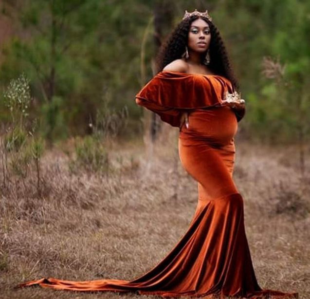 European And American Trends Pregnant Women Gold Velvet