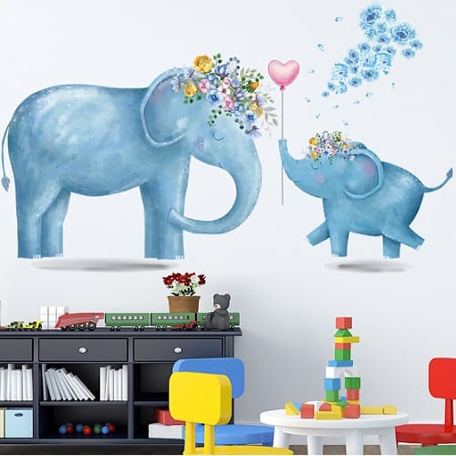 60 * 90cm Warm Elephants Decorative Wall Sticker