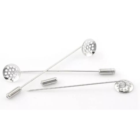 25 Silver Perforated Lapel Brooch Pins For Diy