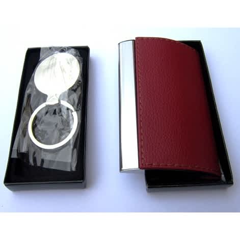 Stainless Steel Classic Leather Business Card Holder & Stainless Steel Key Holder