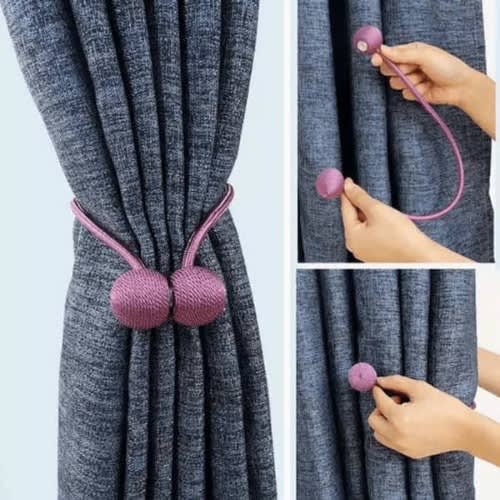 Set Of Magnetic Curtain Decorative Tiebacks - Purple -2pcs