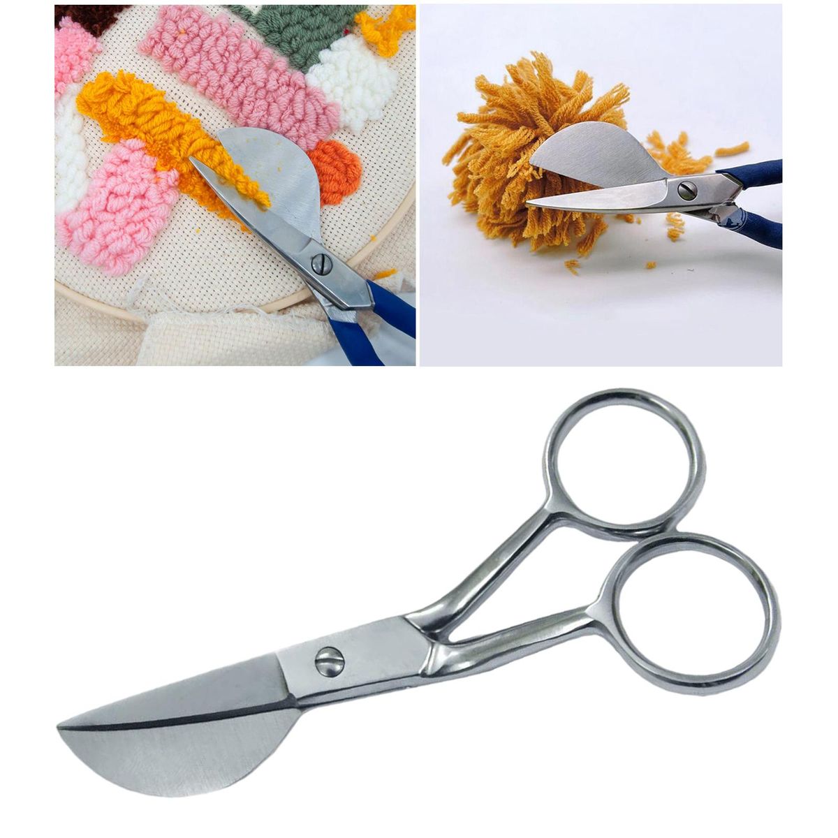 7" Duckbill Applique Scissors For Thread Tufted Carpet Fabric Silver