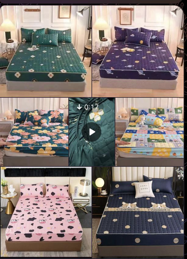 MijaGrace}Quilted Mattress Protector/Cover-PURPLE