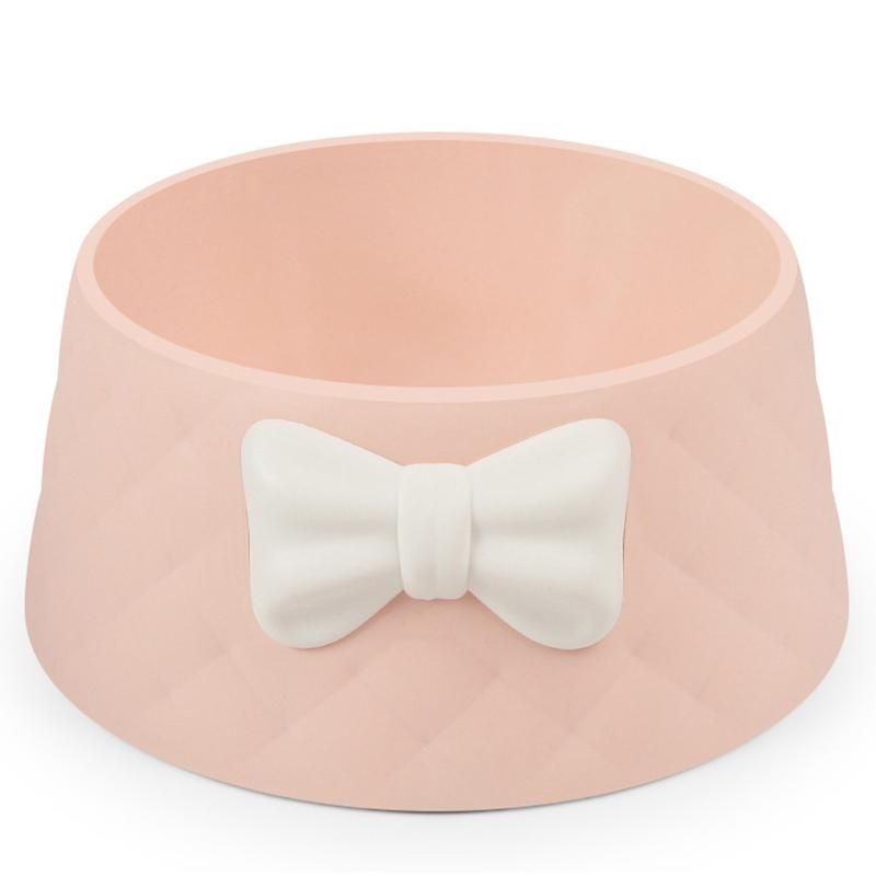 Pink Pet Dog Feeding Food Bowls Puppy Shock-Proof Lovely Bowknot Decor Feeder Dish Bowel Prevent Obesity Dogs Supplies