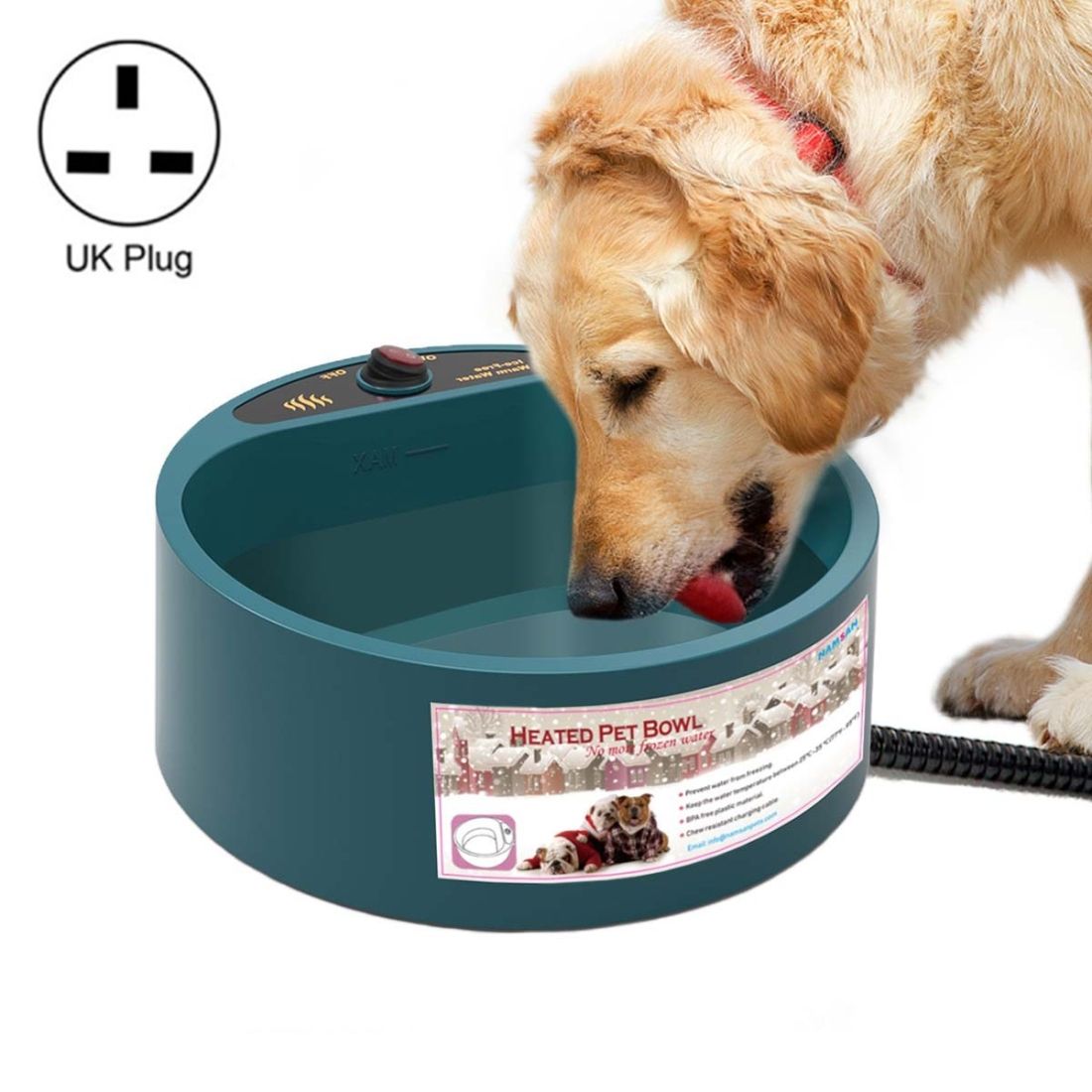 Pet Drinking Fountain Pet Heating Bowl, Plug Type:UK Plug 220-230V
