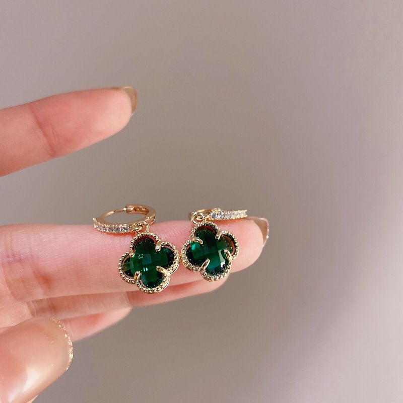 Emerald Zircon Pendant Earrings Luxury Quality Jewelry Ear